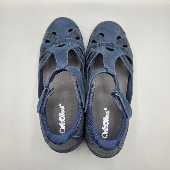 Orthofeet Juno Shoes Womens 9 Navy Blue T Strap Comfort Mary Jane Adjustable - Picture 6 of 12
